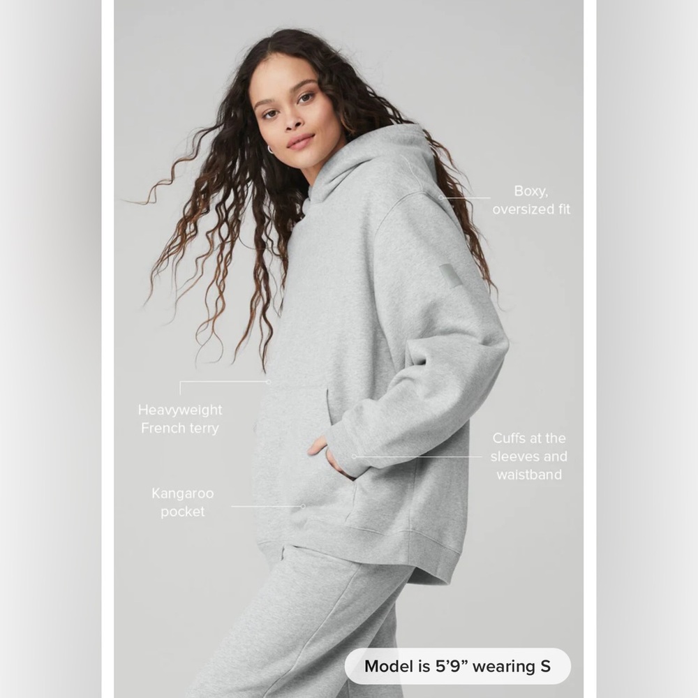 ALO Renown Heavy weight hoodie in heather grey